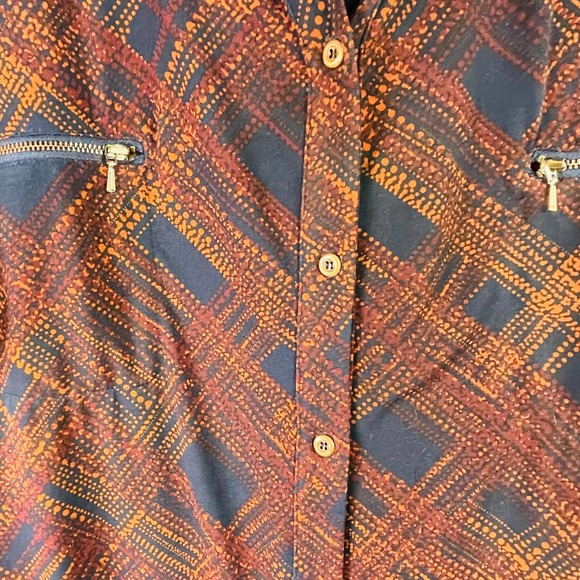 Susan Graver Liquid knit Orange and blue Buttondown top size 3X - Picture 5 of 10